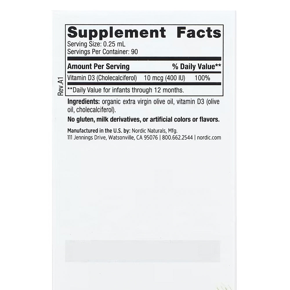 Nordic Naturals - Baby'S Vitamin D3, 400IU - 22.5ml.