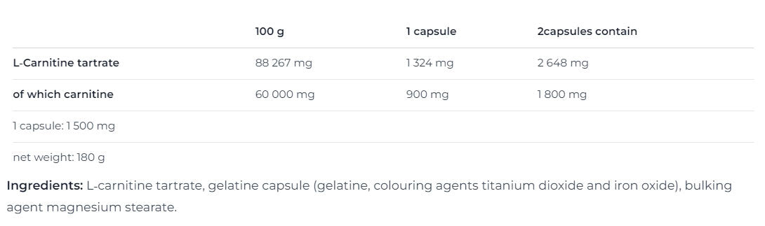 Nutrend - Karnitiini Puristetut Kapselit - 120 Kapselia