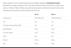 Nutrend Protein Shot ingredienser etikett