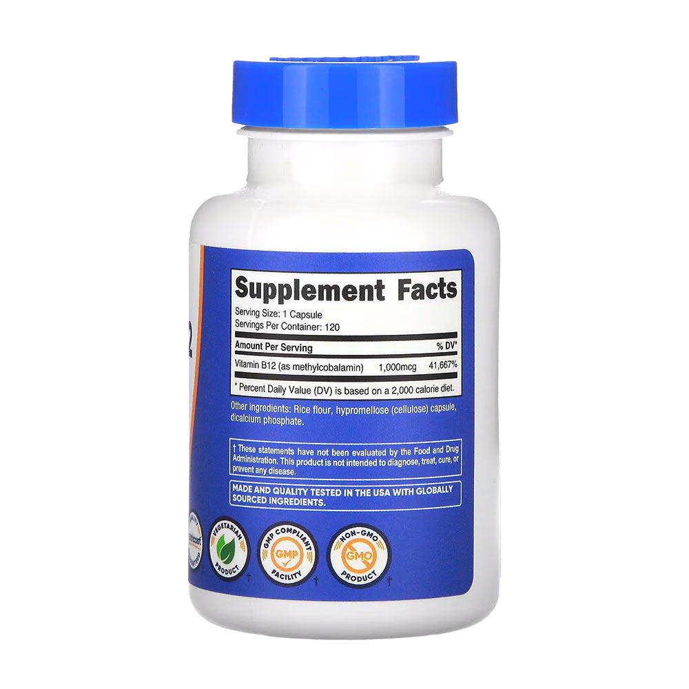 Nutricost B12 ingredienser & etikett detalj