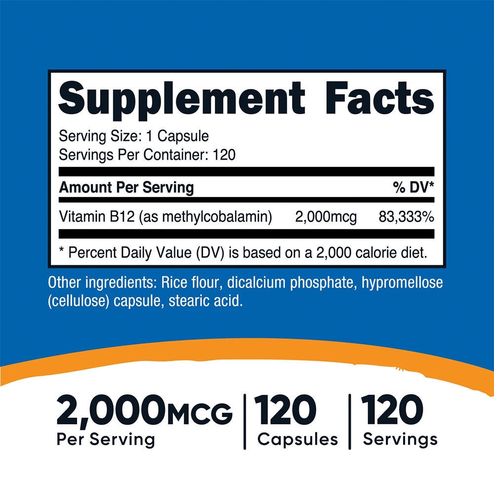 Nutricost - Vitamin B12 - 2000mcg, 120 Caps