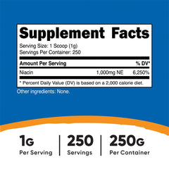 Niacin (B3) Pulver baksida med näringsfakta