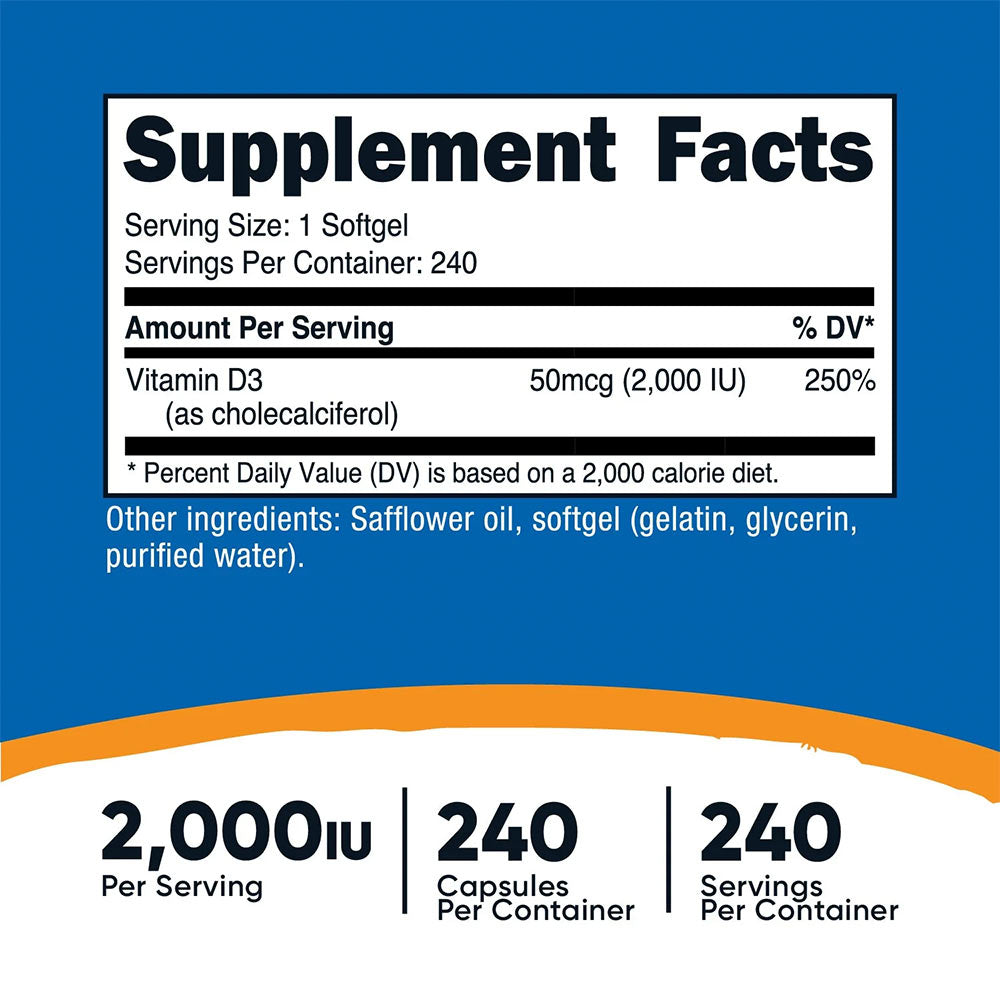 Nutricost - Vitamin D3 2.000IU - 240 Sgels