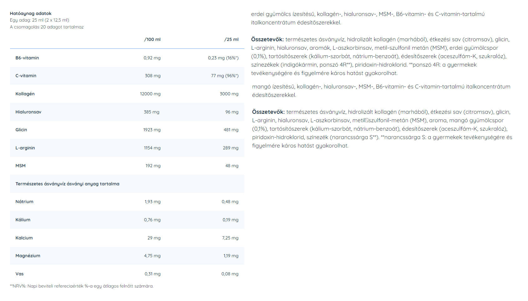 Nutriversum - Nestemäinen MSM+C Hyaluron Kollageeni - NAISILLE