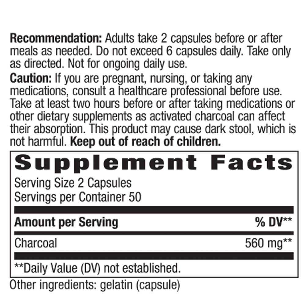Nature's Way - Activated Charcoal - 100 Caps