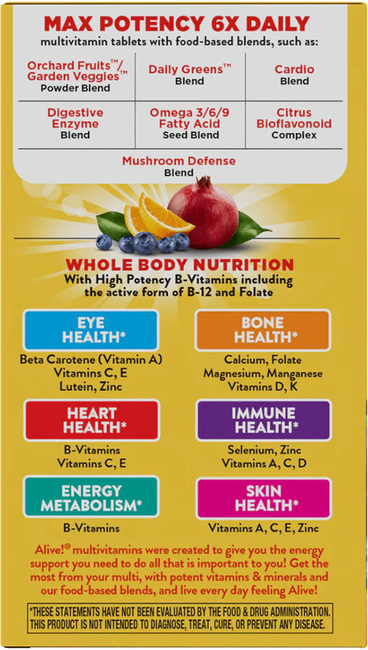 Nature's Way - Alive! Max6 Potency Multivitamin - 90 Caps (KORT DATUM 2026-07-30)