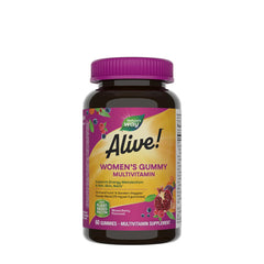 Nature's Way Alive! Women's Gummy Multivitamin bottle with mixed berry flavor, 60 gummies, energizing health support.