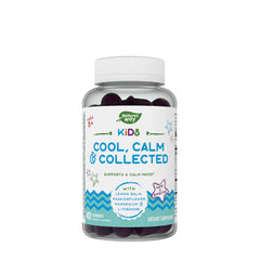 Nature's Way Kids Cool, Calm & Collected gummies for relaxation, featuring lemon balm and passionflower.
