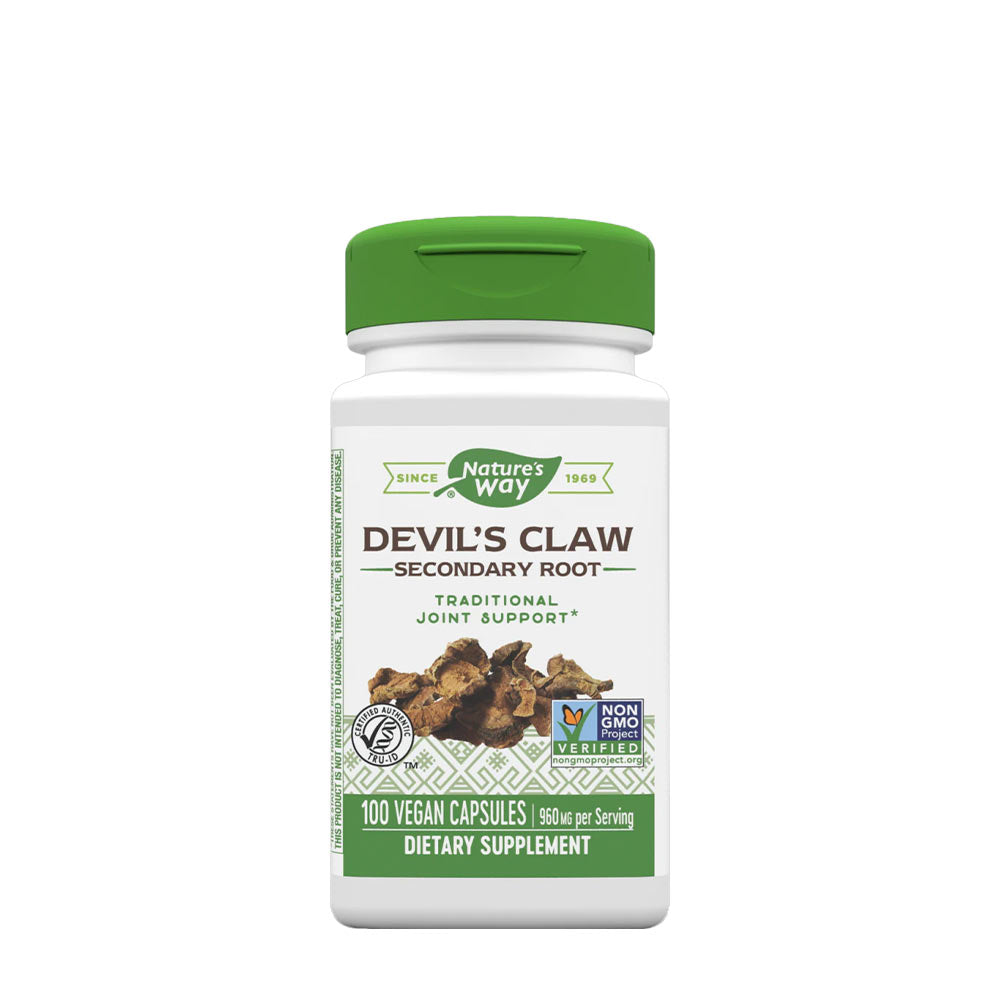 Nature's Way Devil's Claw Secondary Root, vegan capsules for joint support and flexibility.