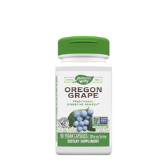 Nature's Way Oregon Grape dietary supplement capsules for digestion support, 90 vegan capsules, non-GMO, gluten-free.
