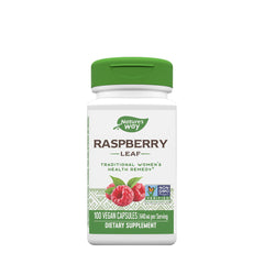 Nature's Way Raspberry Leaf dietary supplement in vegan capsules for women's health support.