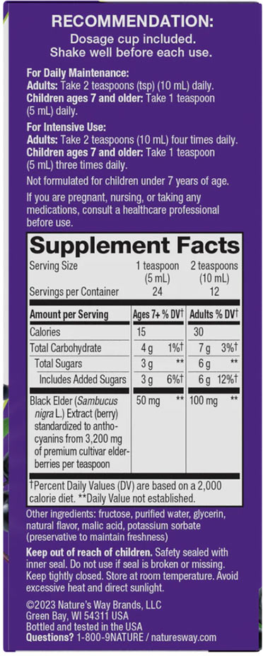 Nature's Way Sambucus dosering information