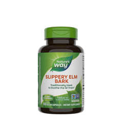 Nature's Way Slippery Elm Bark capsules, natural digestive support and relief for gastrointestinal discomfort.