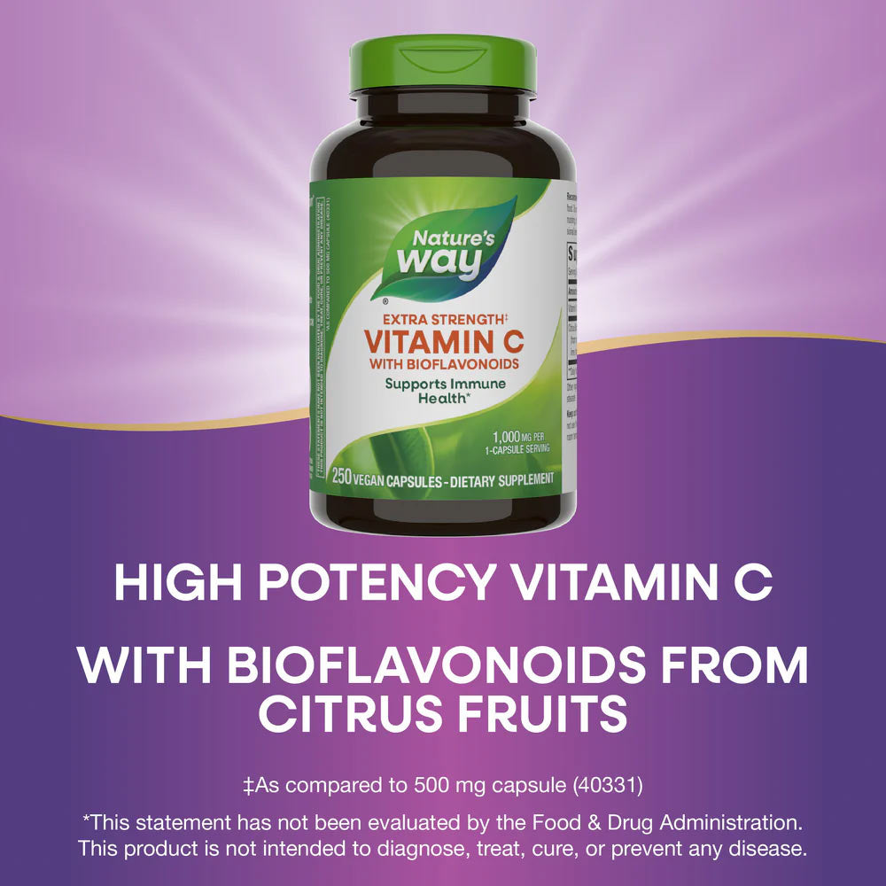 Nature's Way Vitamin C With Bioflavonoids etikett-detalj