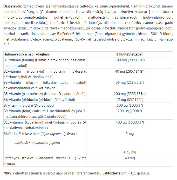 B Complex Extra – 14 B-vitaminer baksida