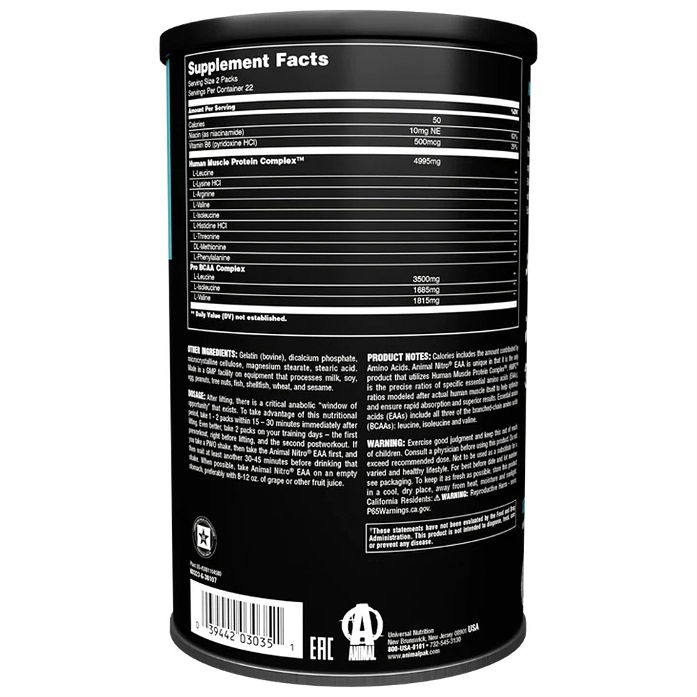 Universal Nutrition - Animal Nitro EAA - Essential Amino Acid Supplement (KORT DATUM 2026-09-30)
