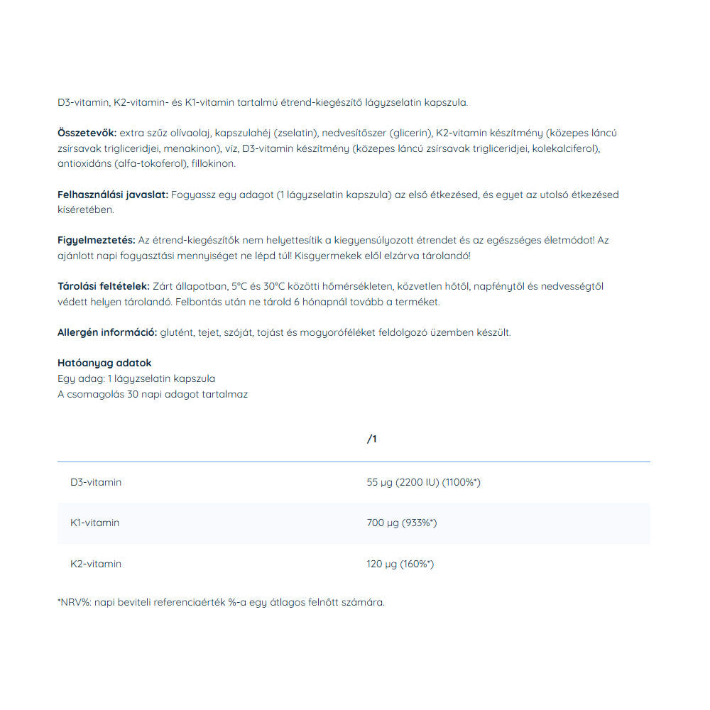 Nutriversum - Vitamin D3 + K2 + K1 - 30 Softgels
