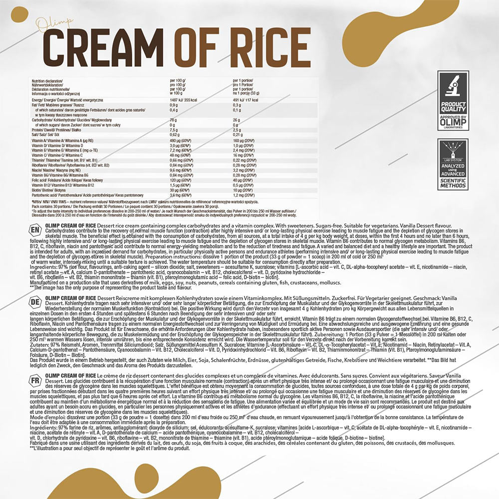 Olimp Labs Cream Of Rice baksida