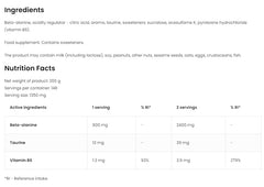 Beta-Alanin Natural baksida näringsfakta