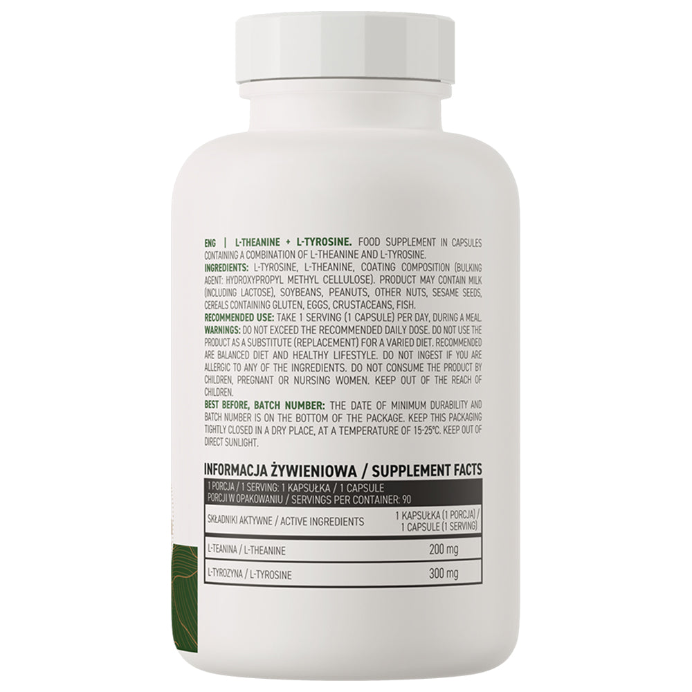 L-Theanine + L-Tyrosine näringsfakta baksida