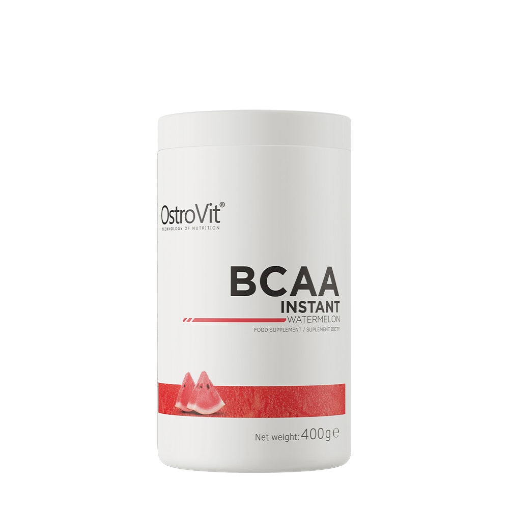 OstroVit BCAA Instant supplement in watermelon flavor for muscle endurance and recovery.