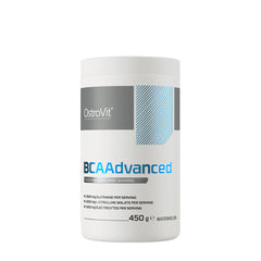 OstroVit BCAAdvanced supplement container with 450g of watermelon-flavored BCAAs and electrolytes.