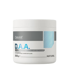 OstroVit D.A.A powder 200g for increased testosterone and cognitive support, suitable for vegans.