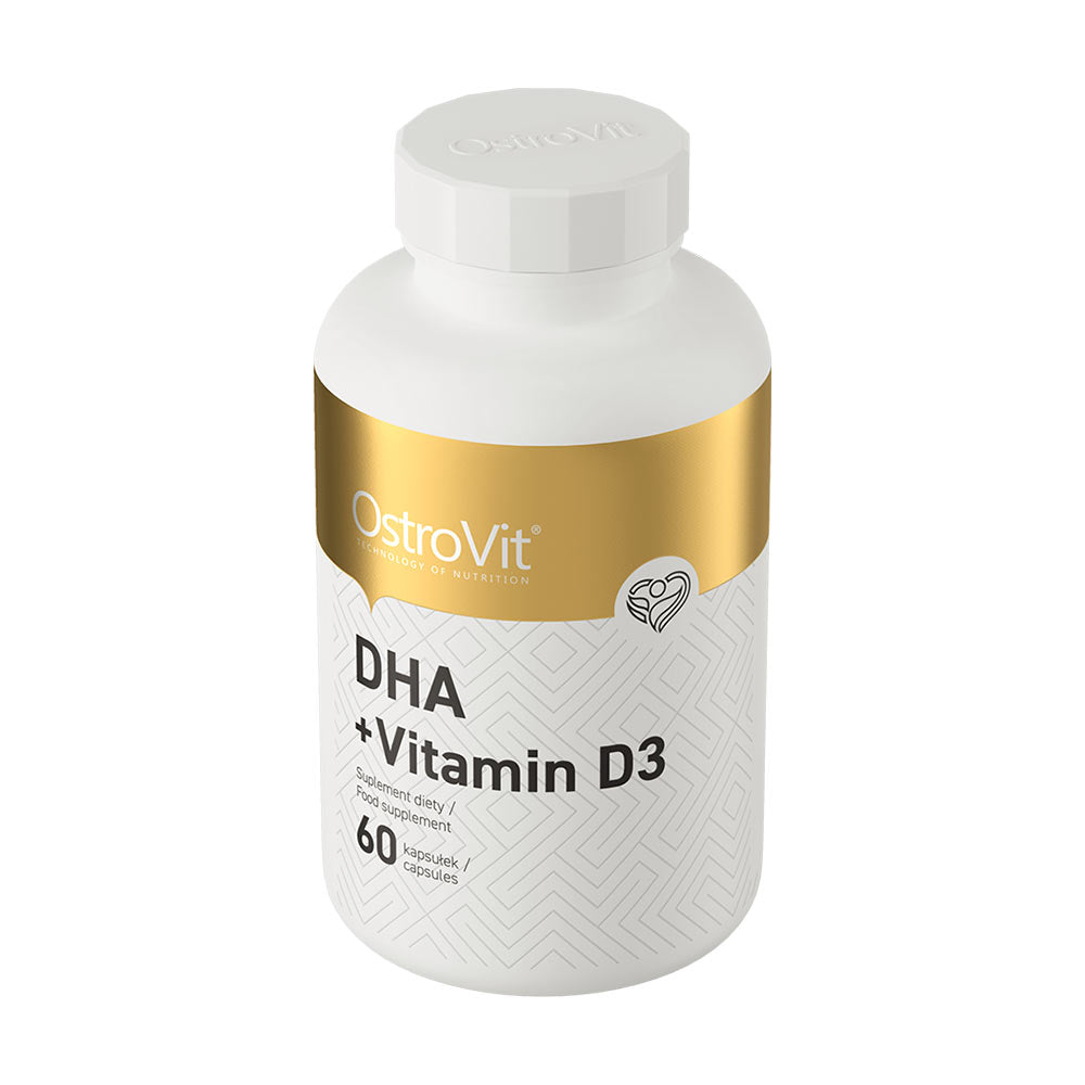 DHA + Vitamin D3 – 60 kapslar ingredienser etikett