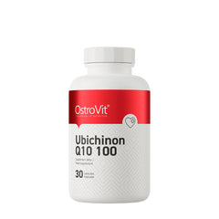 OstroVit Ubiquinone Q10 100 mg dietary supplement bottle with 30 capsules.