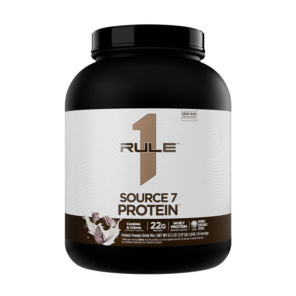 Rule One Source7 Protein produktetikett detalj