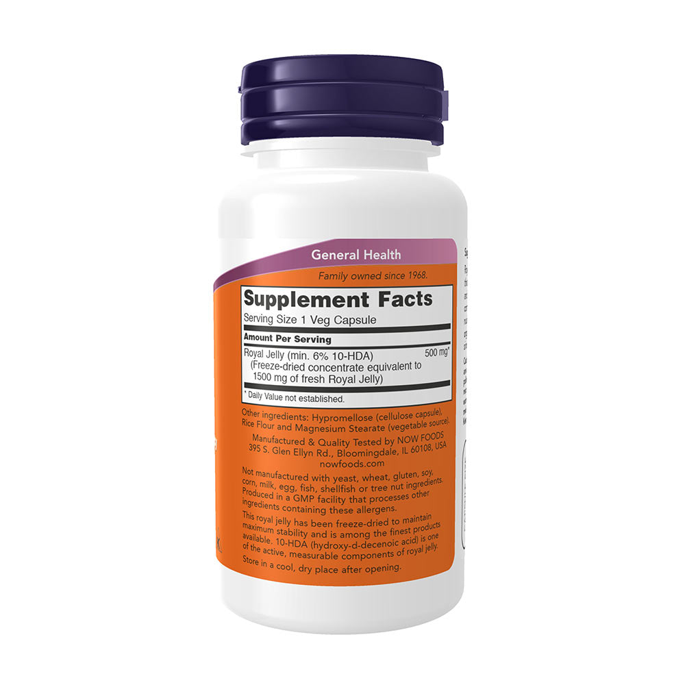 NOW Foods Royal Jelly ingredienser etikett