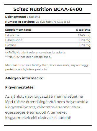 BCAA 6400 ingredienser & etikett