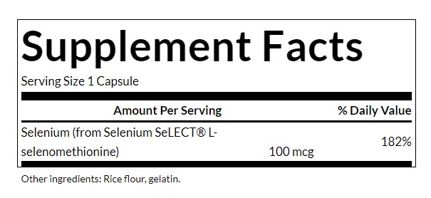 Swanson - Selenium, 100mcg - 200 Caps