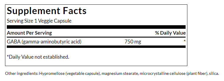 Swanson - GABA, 750mg Maximum Strength - 60 Vcaps