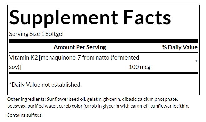 Swanson - Natural Vitamin K2 - 100mcg, 30 Sgels