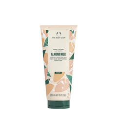 The Body Shop Almond Milk Body Lotion, vegan lotion for sensitive skin, 72-hour moisture, 200ml tube.