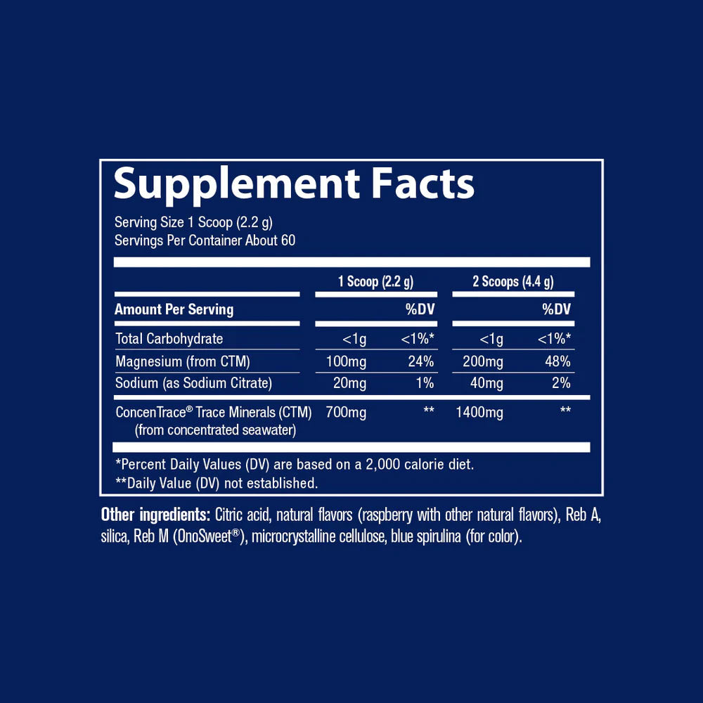 Trace Minerals - Daily Mineral Powder - Blue Raspberry 132g