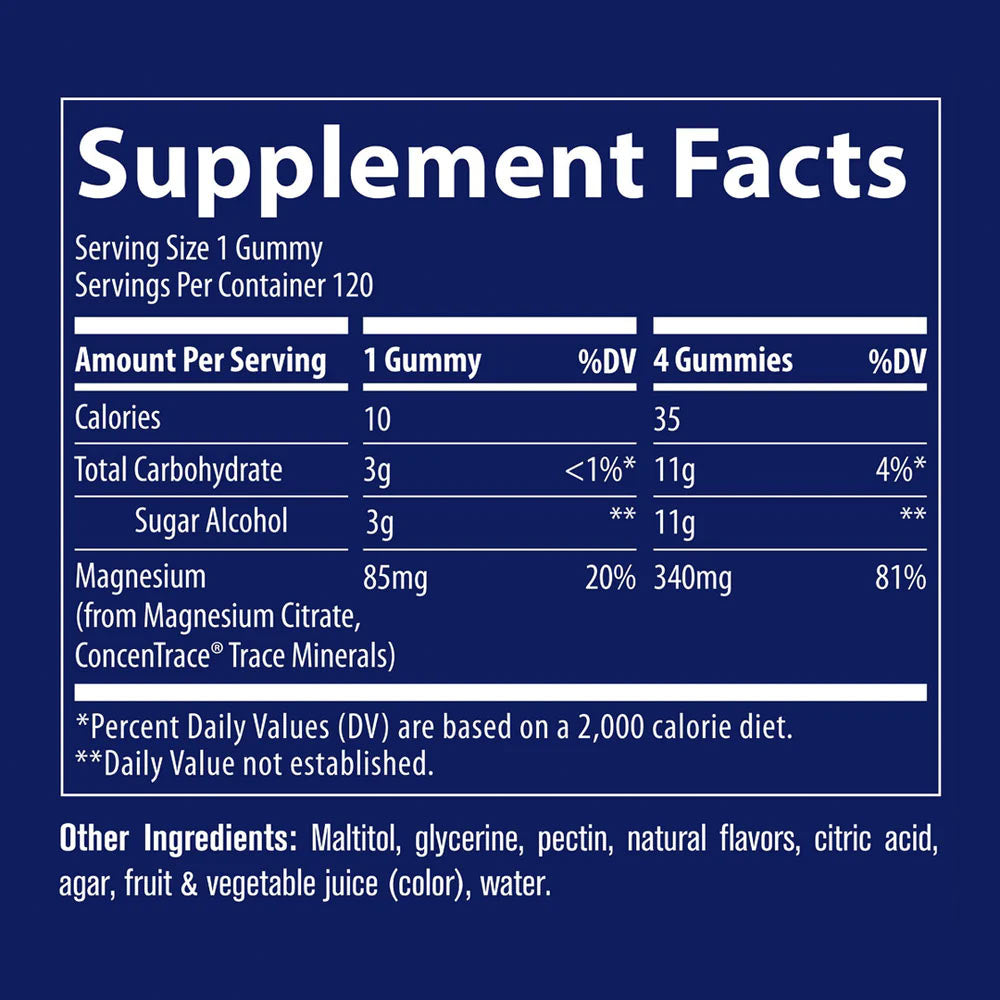 Trace Minerals - Sugar Free Magnesium Gummies - Mixed Berry - 120 Gummies