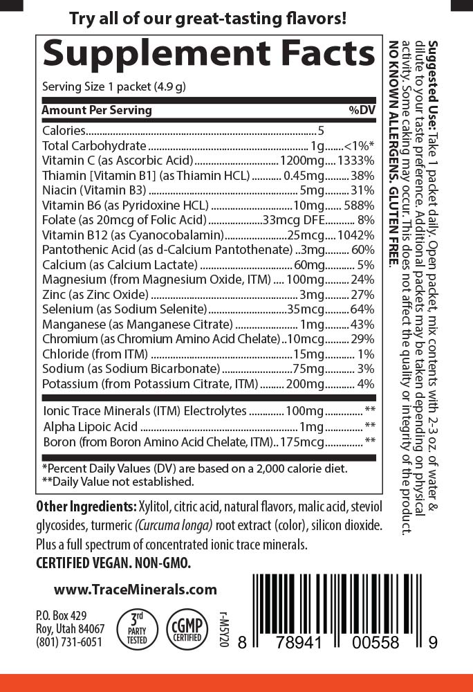 Trace Minerals Electrolyte Stamina Power Pak öppen förpackning