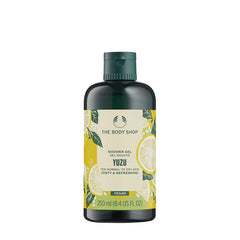 The Body Shop Yuzu Shower Gel, vegan citrus shower gel for normal to dry skin, 250ml bottle.