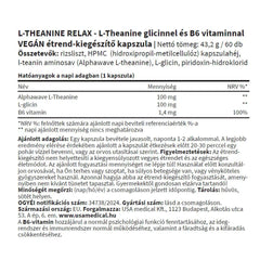 Usa Medical L-Theanine Relax näringsfakta baksida