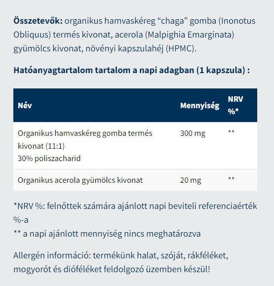Organic Chaga – 60 kapslar baksida näringsfakta