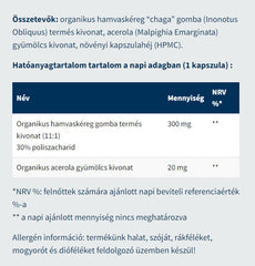 Organic Chaga – 60 kapslar baksida näringsfakta