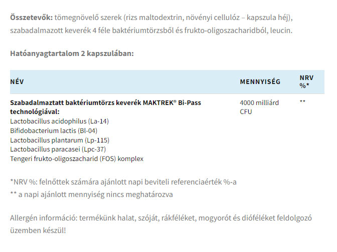 Probiotic Forte näringsfakta och dosering