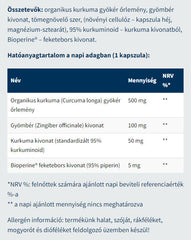 Turmeric + Ginger med Bioperine baksida näringsfakta
