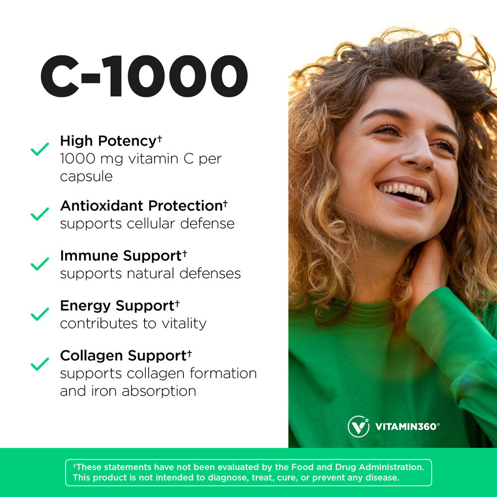 Vitamin360 C-1000 enskild tablett närbild
