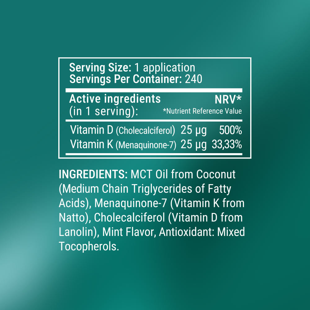Vitamin360 D3 + K2 baksida näringsfakta