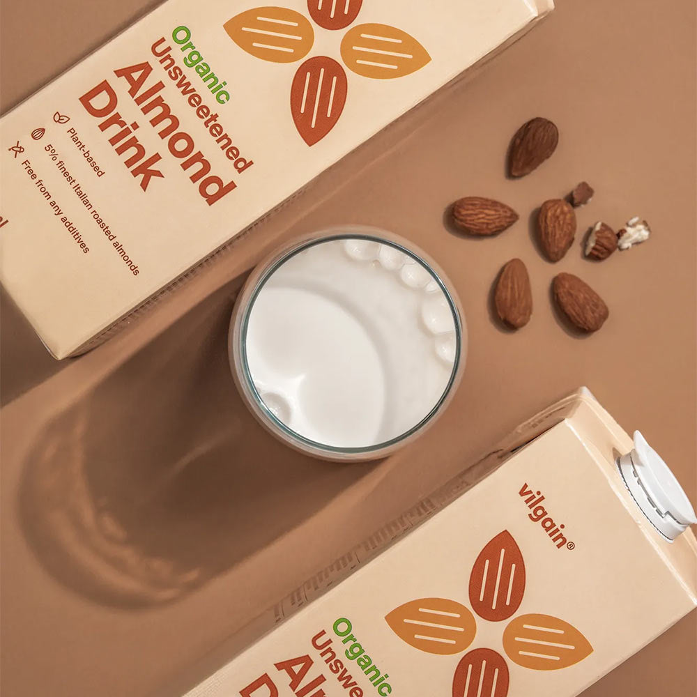 Ekologisk Mandeldrink ingredienser etikett