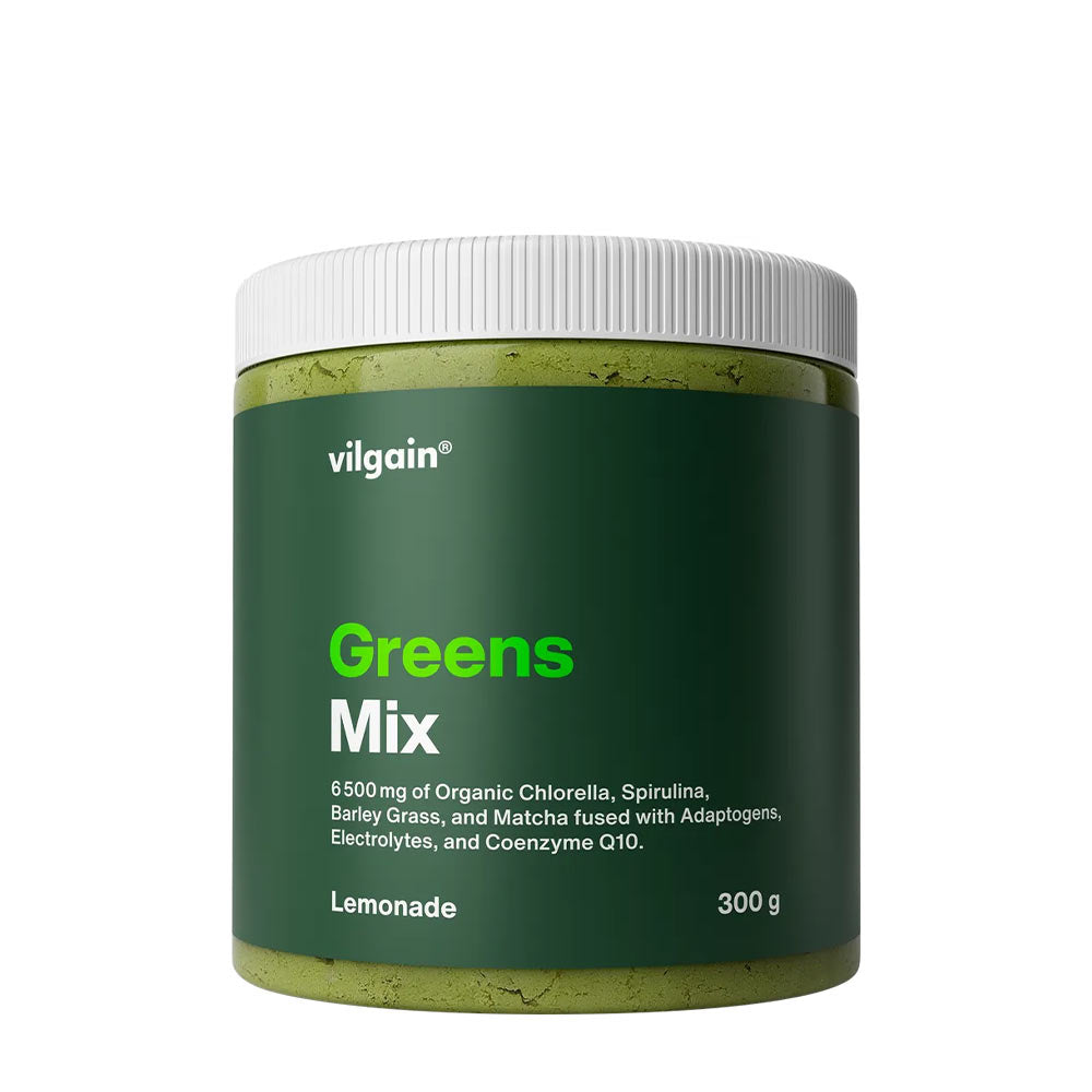 Vilgain Greens Mix baksida med näringsfakta