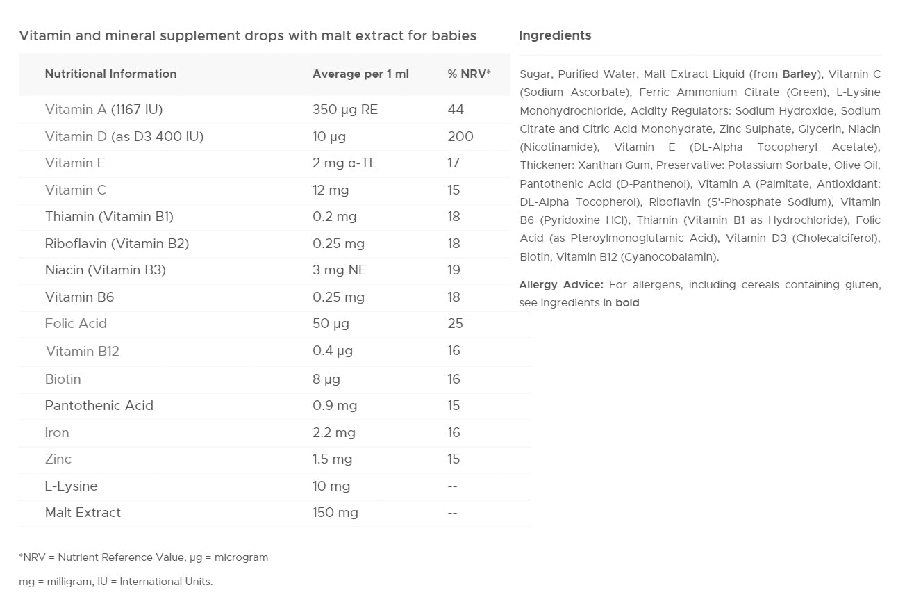 Vitabiotics Wellbaby Multi-Vitamin öppen förpackning